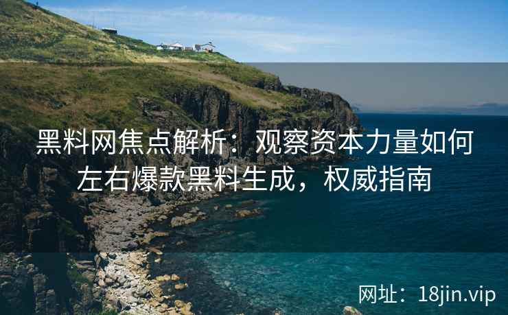 黑料网焦点解析：观察资本力量如何左右爆款黑料生成，权威指南
