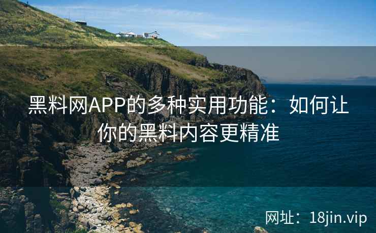 黑料网APP的多种实用功能：如何让你的黑料内容更精准