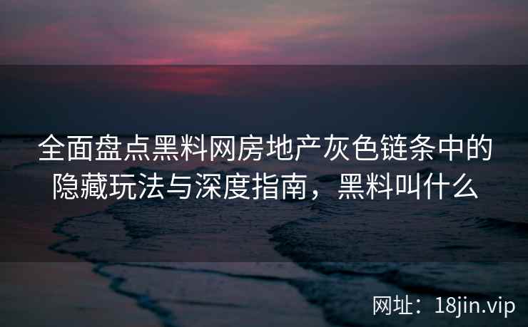 全面盘点黑料网房地产灰色链条中的隐藏玩法与深度指南，黑料叫什么