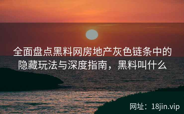 全面盘点黑料网房地产灰色链条中的隐藏玩法与深度指南,黑料叫什么 全面盘点黑料网房地产灰色链条中的隐藏玩法与深度指南,黑料叫什么